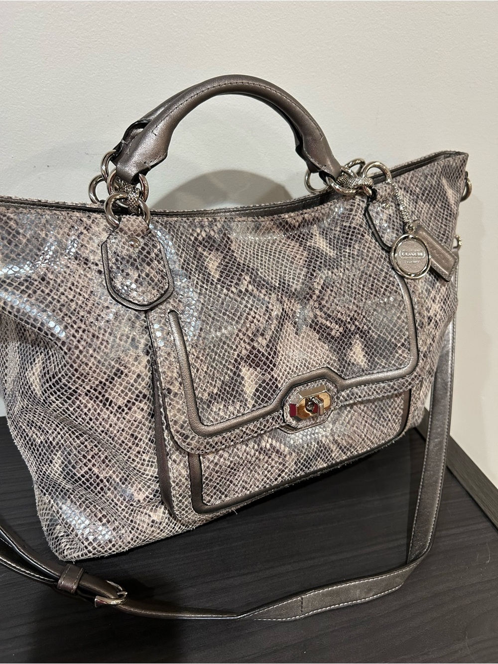 Coach Campbell Exotic Python Leather Izzy Fashion Satchel EUC - Picture 6 of 16
